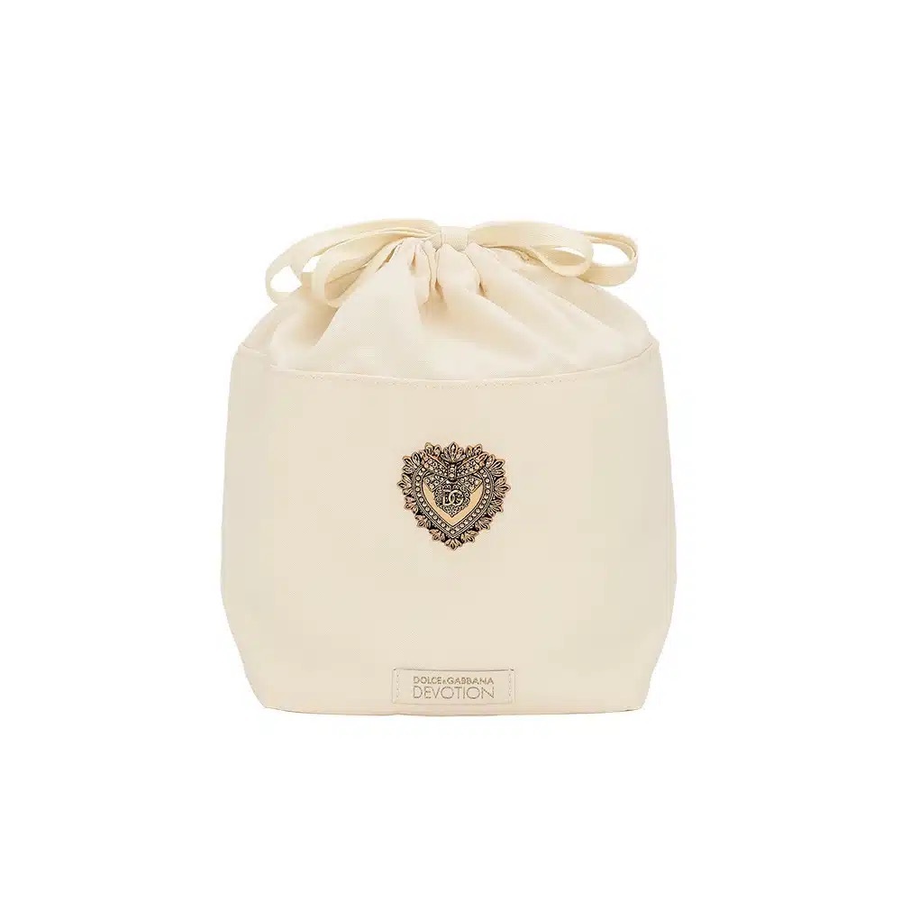 Dolce & Gabbana Cream Cosmetic Bag with Heart Emblem
